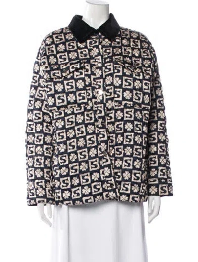 Pre-owned Sandro Patterned Jacket In Blue