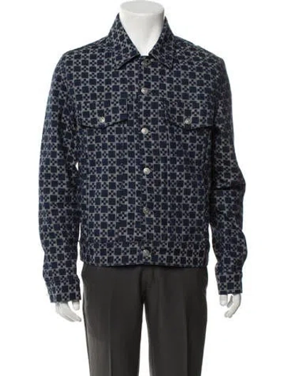 Pre-owned Sandro Patterned Jacket In Blue