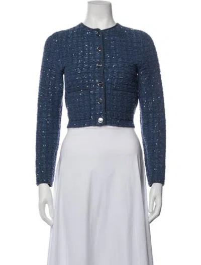 Pre-owned Sandro Patterned Jacket In Blue