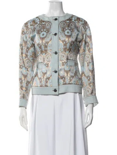 Pre-owned Sandro Patterned Jacket In Metallic/white