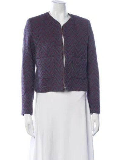 Pre-owned Sandro Patterned Jacket W/ Tags In Blue