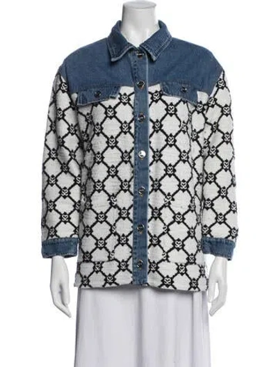 Pre-owned Sandro Patterned Jacket In White