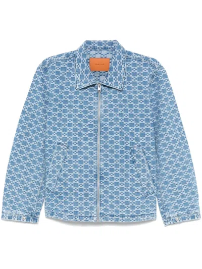 Sandro Patterned-jacquard Denim Jacket In Blue Vintage - Denim