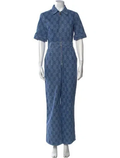 Pre-owned Sandro Patterned Jumpsuit In Blue