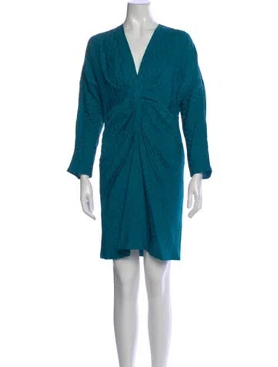 Pre-owned Sandro Patterned Knee-length Dress W/ Tags In Green