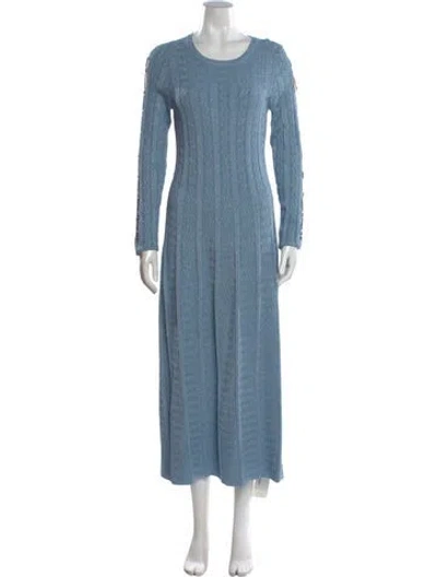 Pre-owned Sandro Patterned Long Dress In Blue