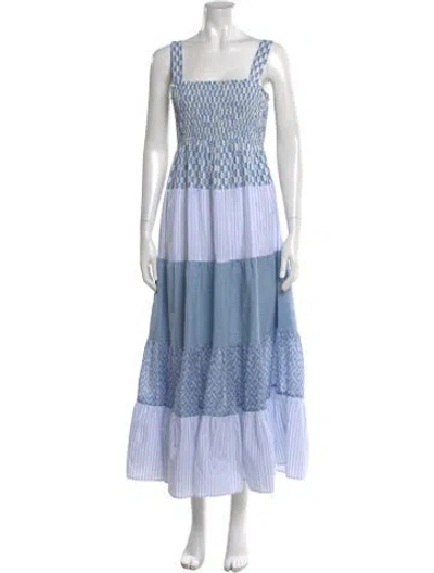 Pre-owned Sandro Patterned Long Dress In Blue