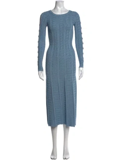Pre-owned Sandro Patterned Long Dress In Blue