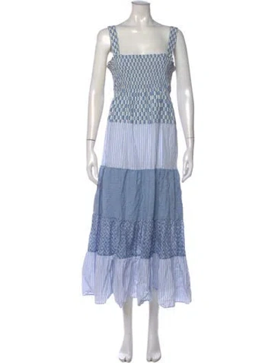 Pre-owned Sandro Patterned Long Dress In Blue