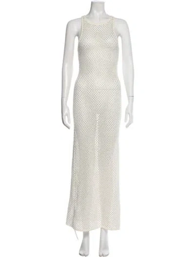 Pre-owned Sandro Patterned Long Dress In Neutral