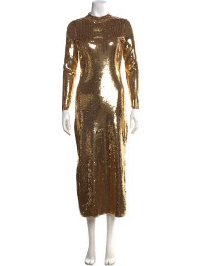 Pre-owned Sandro Patterned Long Dress In Neutral