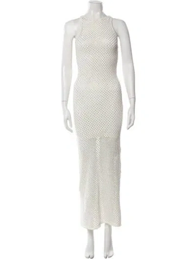 Pre-owned Sandro Patterned Long Dress In Neutral