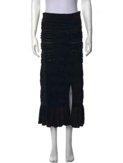 Pre-owned Sandro Patterned Long Skirt In Black