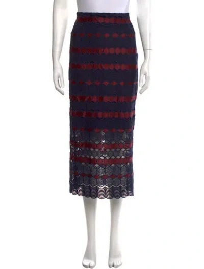 Pre-owned Sandro Patterned Long Skirt In Blue