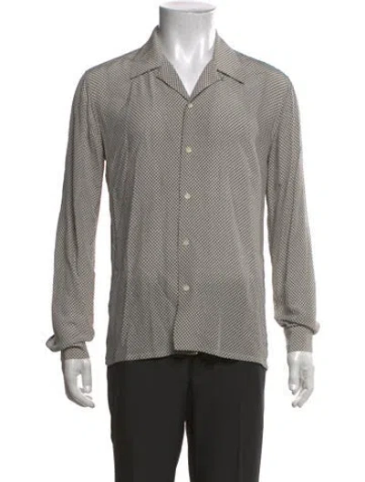 Pre-owned Sandro Patterned Long Sleeve Dress Shirt In White