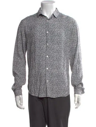 Pre-owned Sandro Patterned Long Sleeve Shirt In Black/white