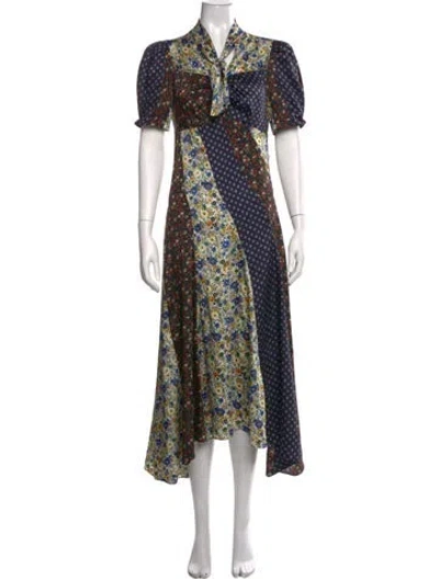 Pre-owned Sandro Patterned Midi Length Dress In Black