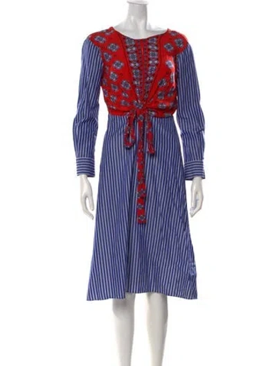 Pre-owned Sandro Patterned Midi Length Dress In Blue