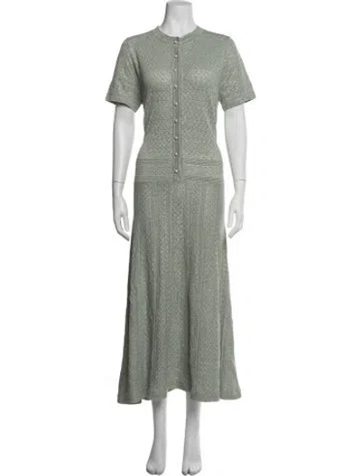 Pre-owned Sandro Patterned Midi Length Dress In Green