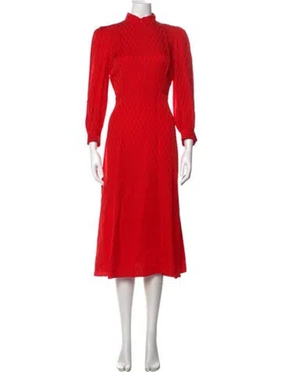 Pre-owned Sandro Patterned Midi Length Dress In Red
