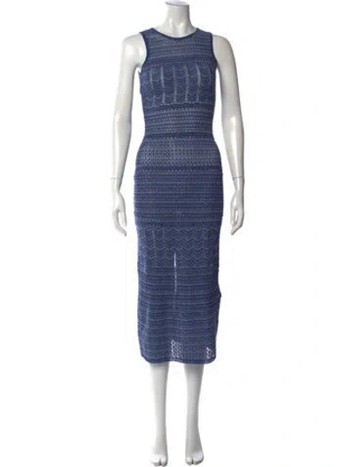 Pre-owned Sandro Patterned Midi Length Dress W/ Tags In Blue