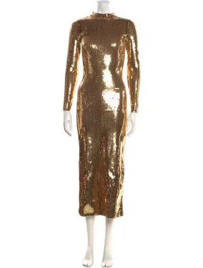 Pre-owned Sandro Patterned Midi Length Dress W/ Tags In Gold