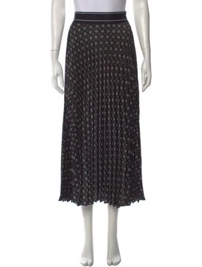 Pre-owned Sandro Patterned Midi Length Skirt In Black