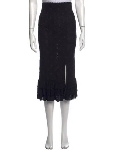 Pre-owned Sandro Patterned Midi Length Skirt In Black