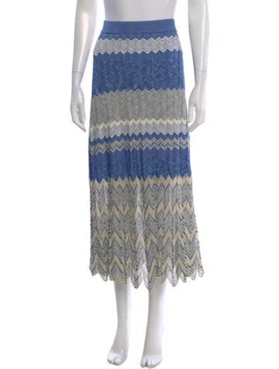 Pre-owned Sandro Patterned Midi Length Skirt In Blue