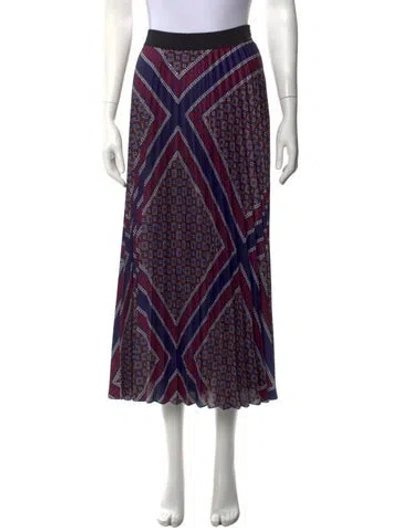 Pre-owned Sandro Patterned Midi Length Skirt In Blue