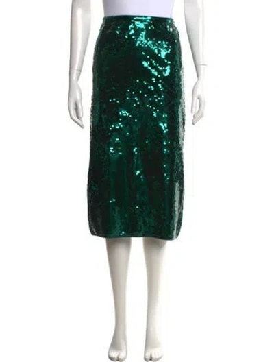 Pre-owned Sandro Patterned Midi Length Skirt W/ Tags In Green