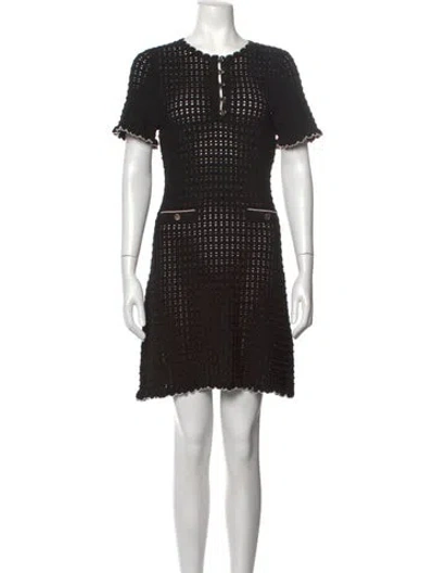 Pre-owned Sandro Patterned Mini Dress In Black