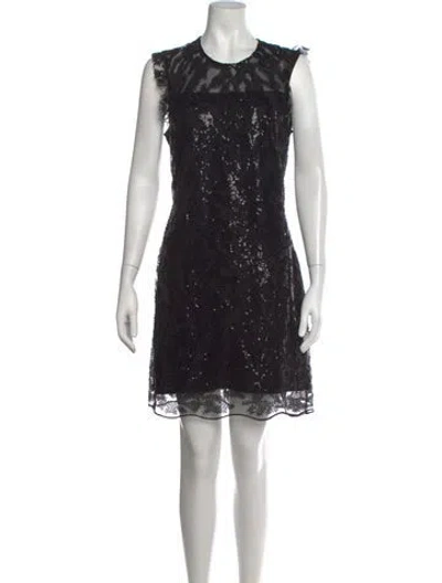 Pre-owned Sandro Patterned Mini Dress In Black