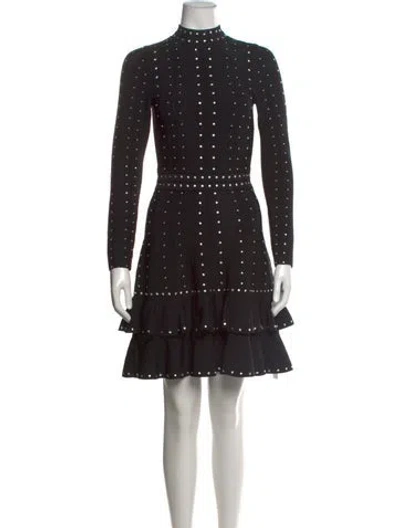 Pre-owned Sandro Patterned Mini Dress In Black