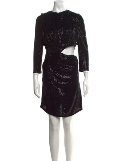 Pre-owned Sandro Patterned Mini Dress In Black