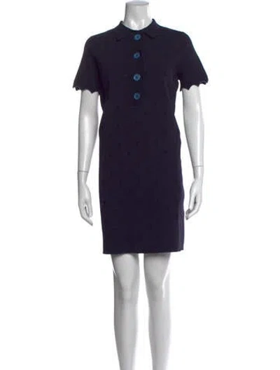 Pre-owned Sandro Patterned Mini Dress In Blue