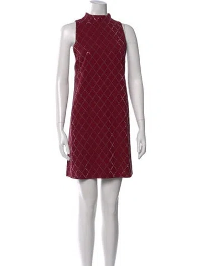 Pre-owned Sandro Patterned Mini Dress In Burgundy