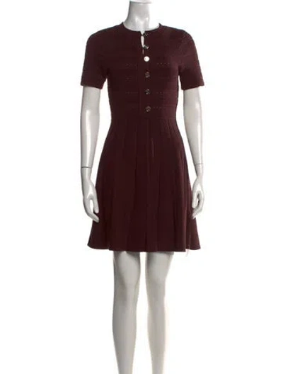 Pre-owned Sandro Patterned Mini Dress In Burgundy