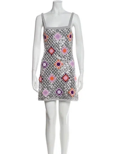 Pre-owned Sandro Patterned Mini Dress In Gray