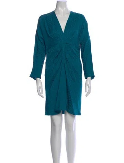 Pre-owned Sandro Patterned Mini Dress In Green