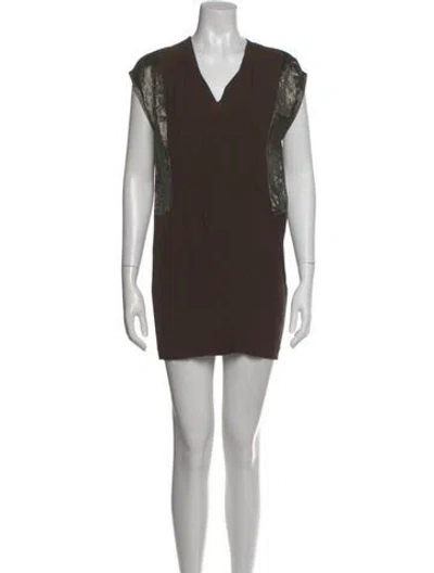 Pre-owned Sandro Patterned Mini Dress In Green