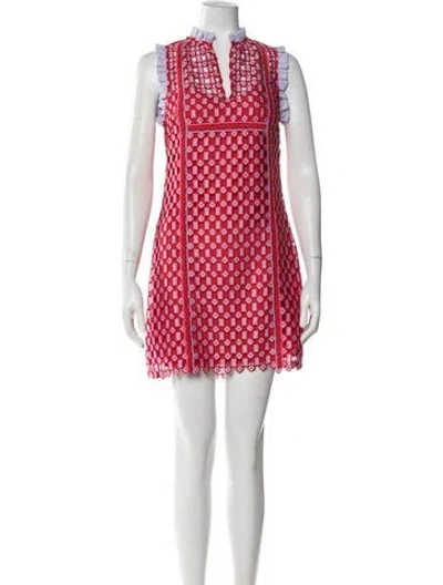 Pre-owned Sandro Patterned Mini Dress In Red