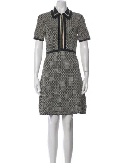 Pre-owned Sandro Patterned Mini Dress In White