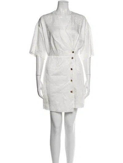 Pre-owned Sandro Patterned Mini Dress In White