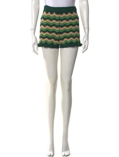Pre-owned Sandro Patterned Mini Shorts In Green