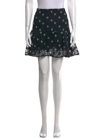 Pre-owned Sandro Patterned Mini Skirt In Black/blue