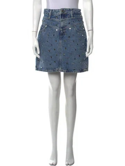 Pre-owned Sandro Patterned Mini Skirt In Blue