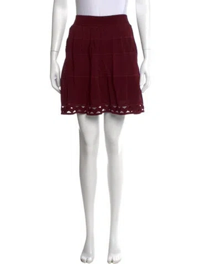 Pre-owned Sandro Patterned Mini Skirt In Burgundy