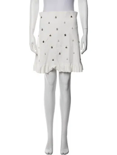 Pre-owned Sandro Patterned Mini Skirt In White