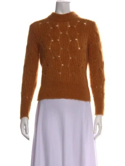 Pre-owned Sandro Patterned Mock Neck Sweater In Brown